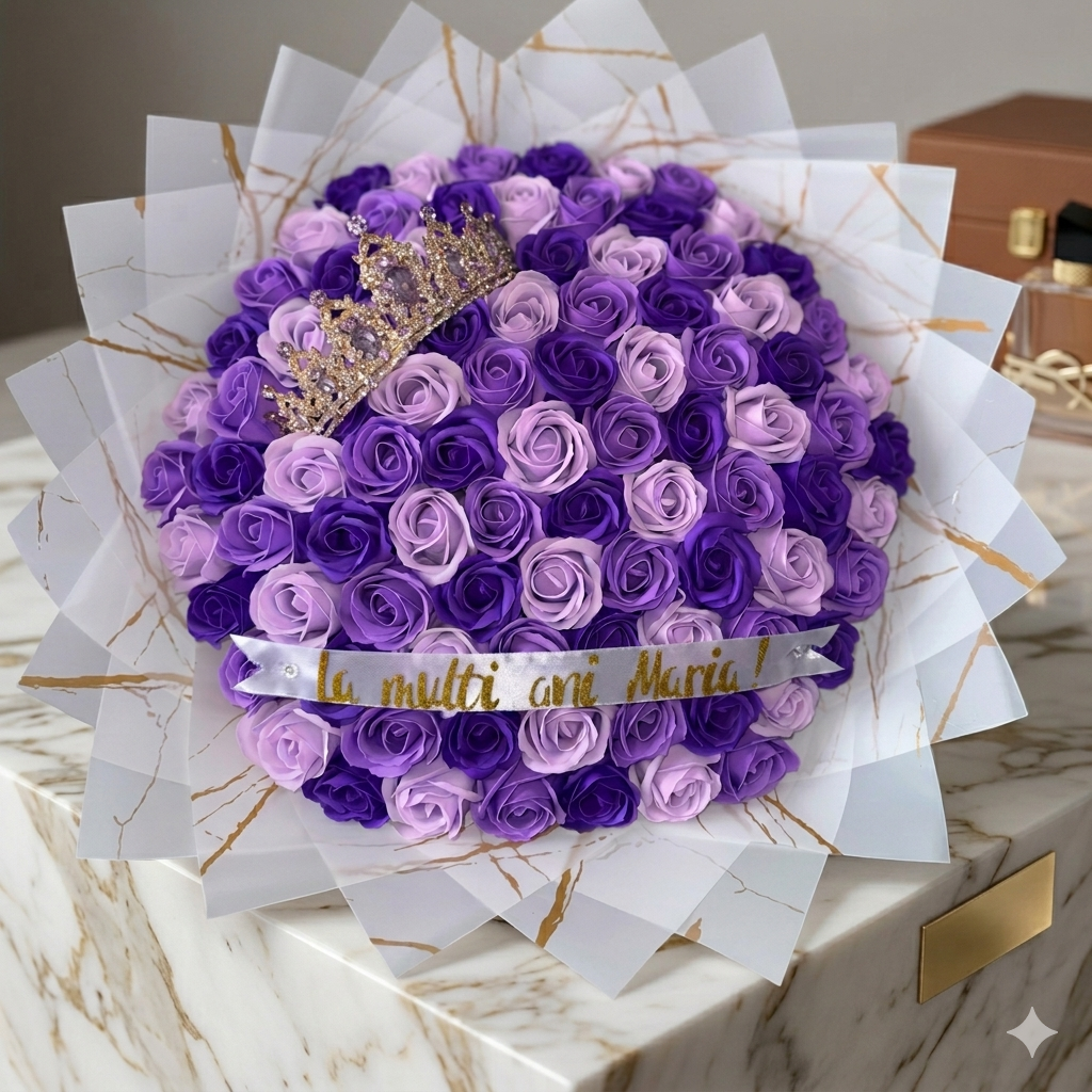 Bouquet Purple Queen : Un hommage royal
