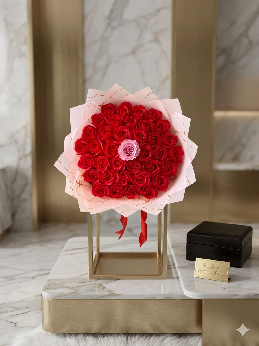 Bouquet Cœur de Rose : L'Élégance du Contraste