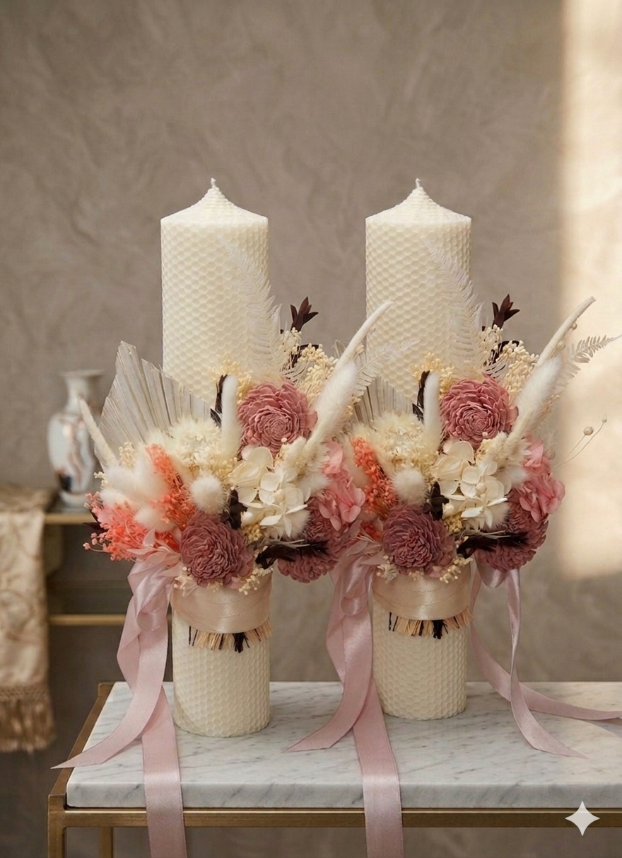 Candela Artigianale "Honey Bloom" | Cerimonia | Battesimo | Matrimonio