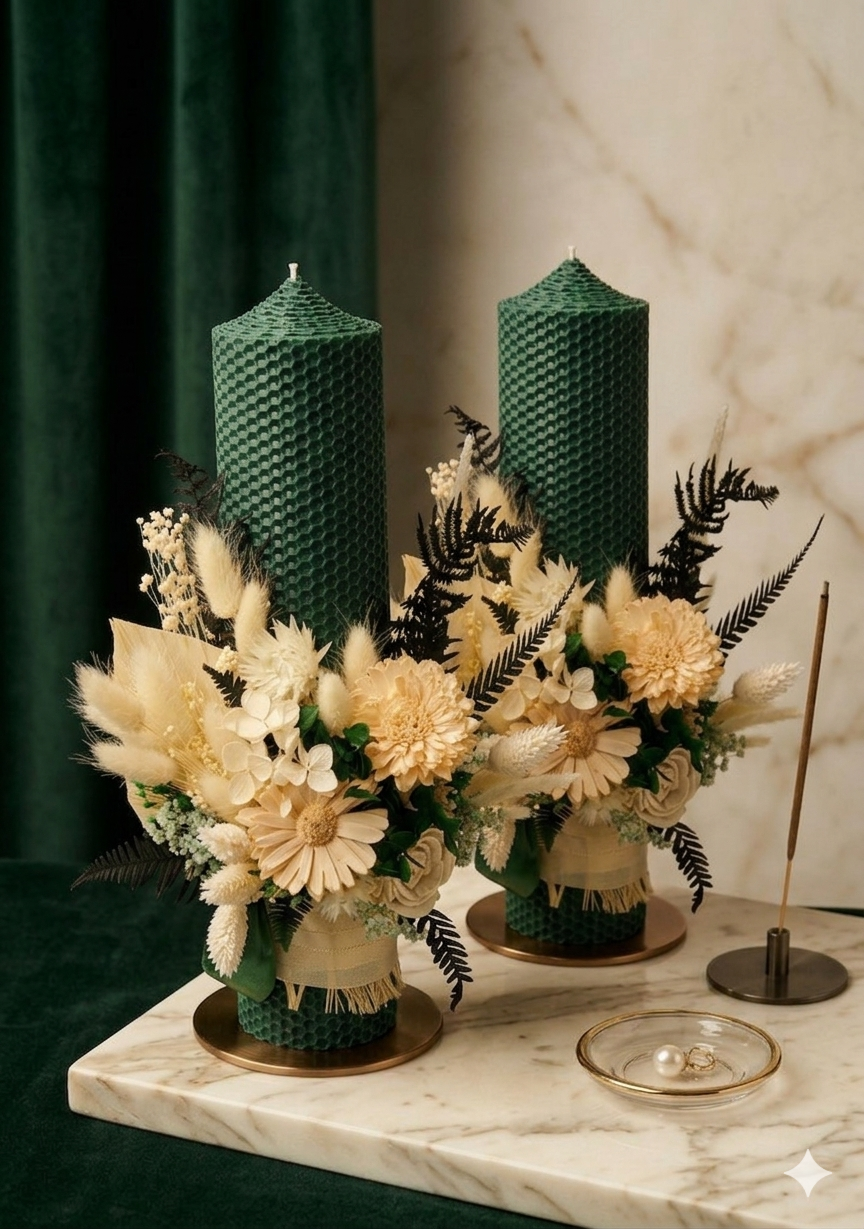 Bougie Artisanale "Brume Forestière" | Cérémonie | Baptême | Mariage