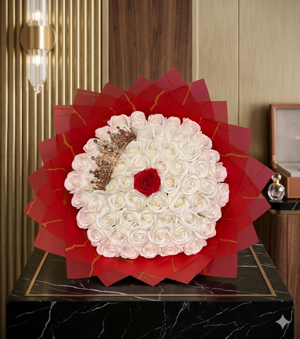 Bouquet Reine en Blanc : Pureté Royale