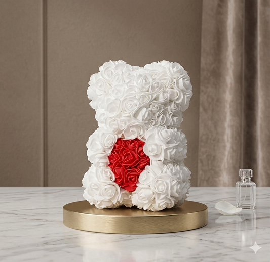 The Eternal Passion Bear: A Heart Among the Roses