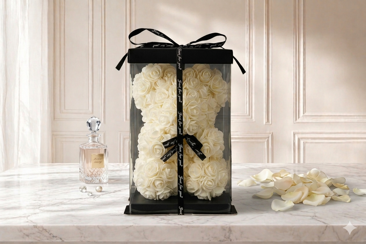 The Elegance of White: The Rose Bear That Never Fades