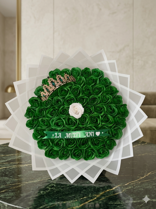 Bouquet Émeraude Royale : L'Enchantement de la Reine
