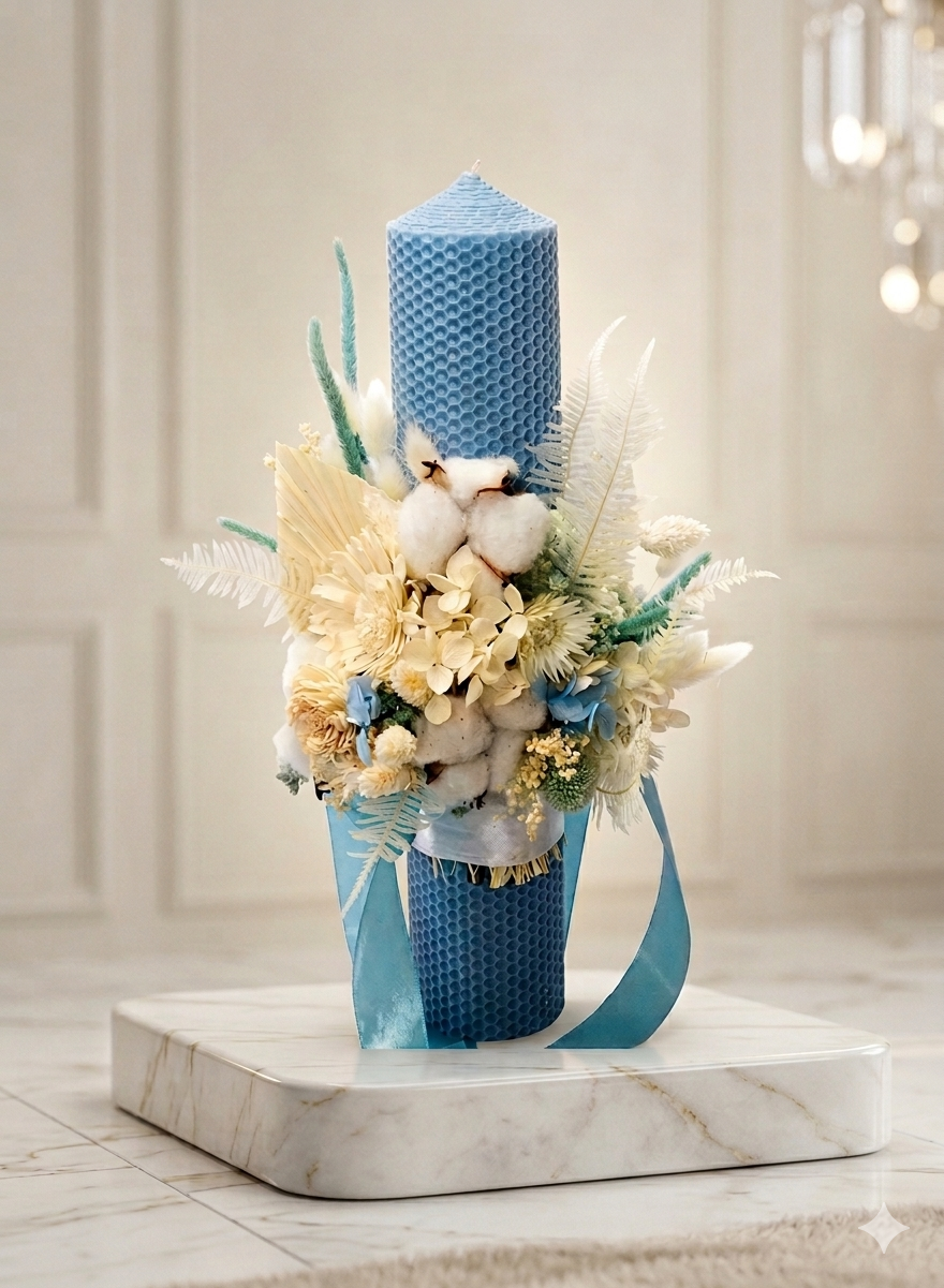Cerimonia Candela Artigianale "Royal Blu" - Battesimo e Matrimonio