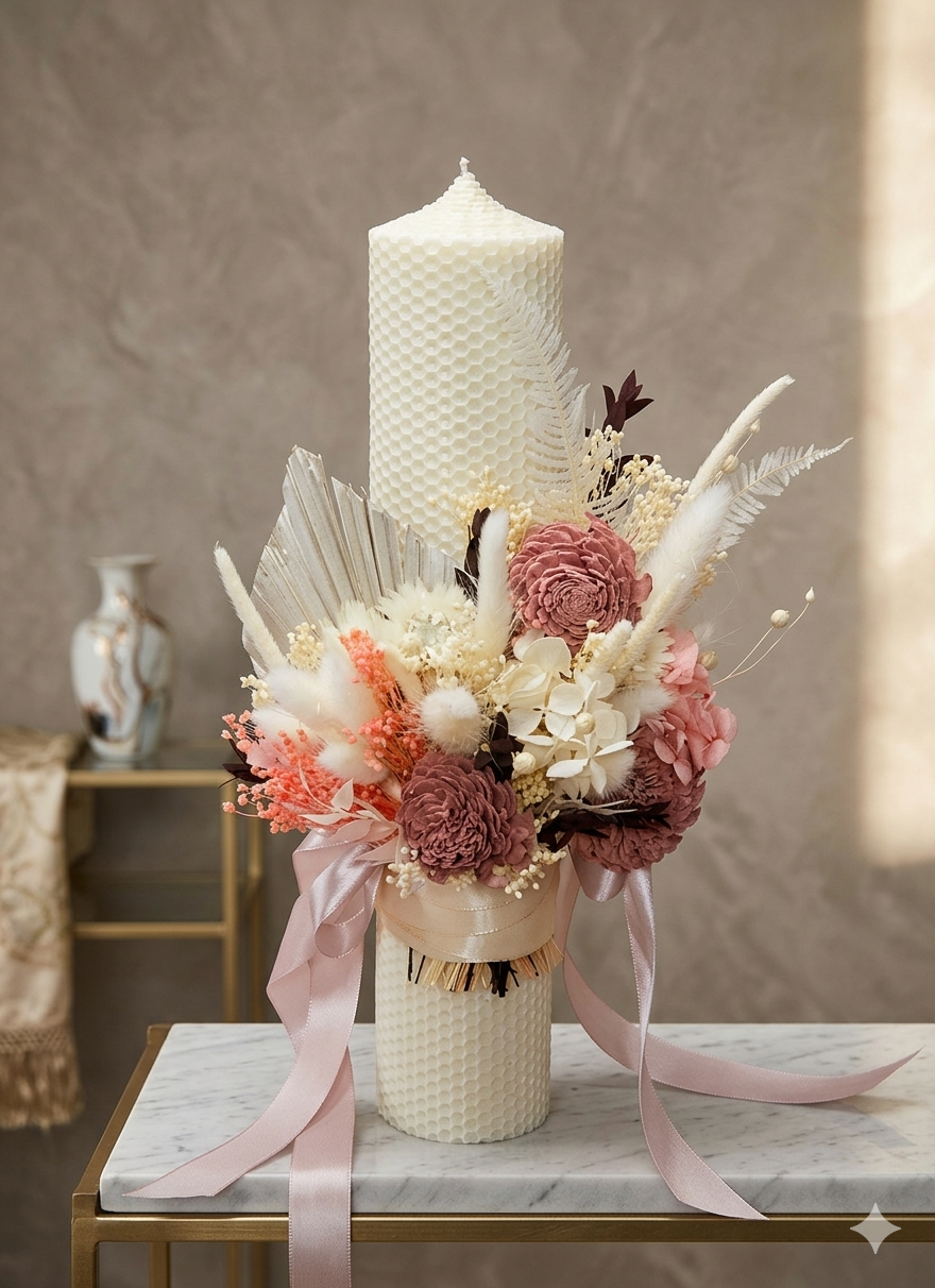 "Honey Bloom" Artisan Candle | Ceremony | Christening | Wedding