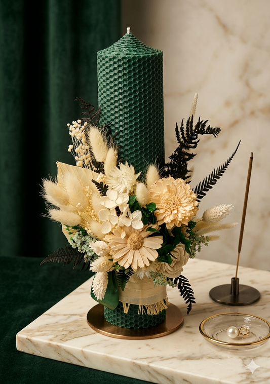 Bougie Artisanale "Brume Forestière" | Cérémonie | Baptême | Mariage