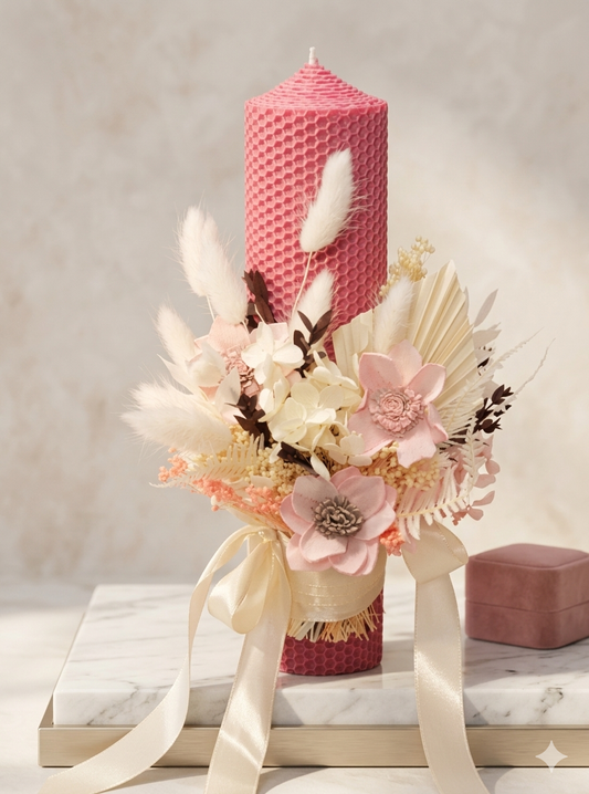 Bougie artisanale "Rose Antique" | Cérémonie | Baptême | Mariage