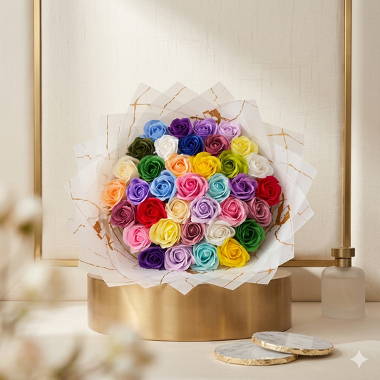Bouquet Arcobaleno: L'Esplosione di Colori Eterna